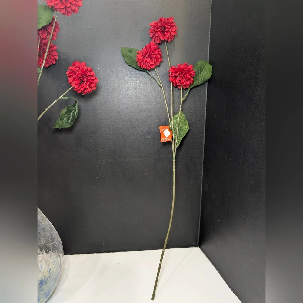 Dark Red Dahlia Stems Ashland Michaels Scarlet Faux Floral Scarlet Flowers